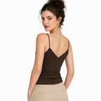 Blusa Casual Con Encaje Para Mujer Mod.4420 Marron Marca Exotica®