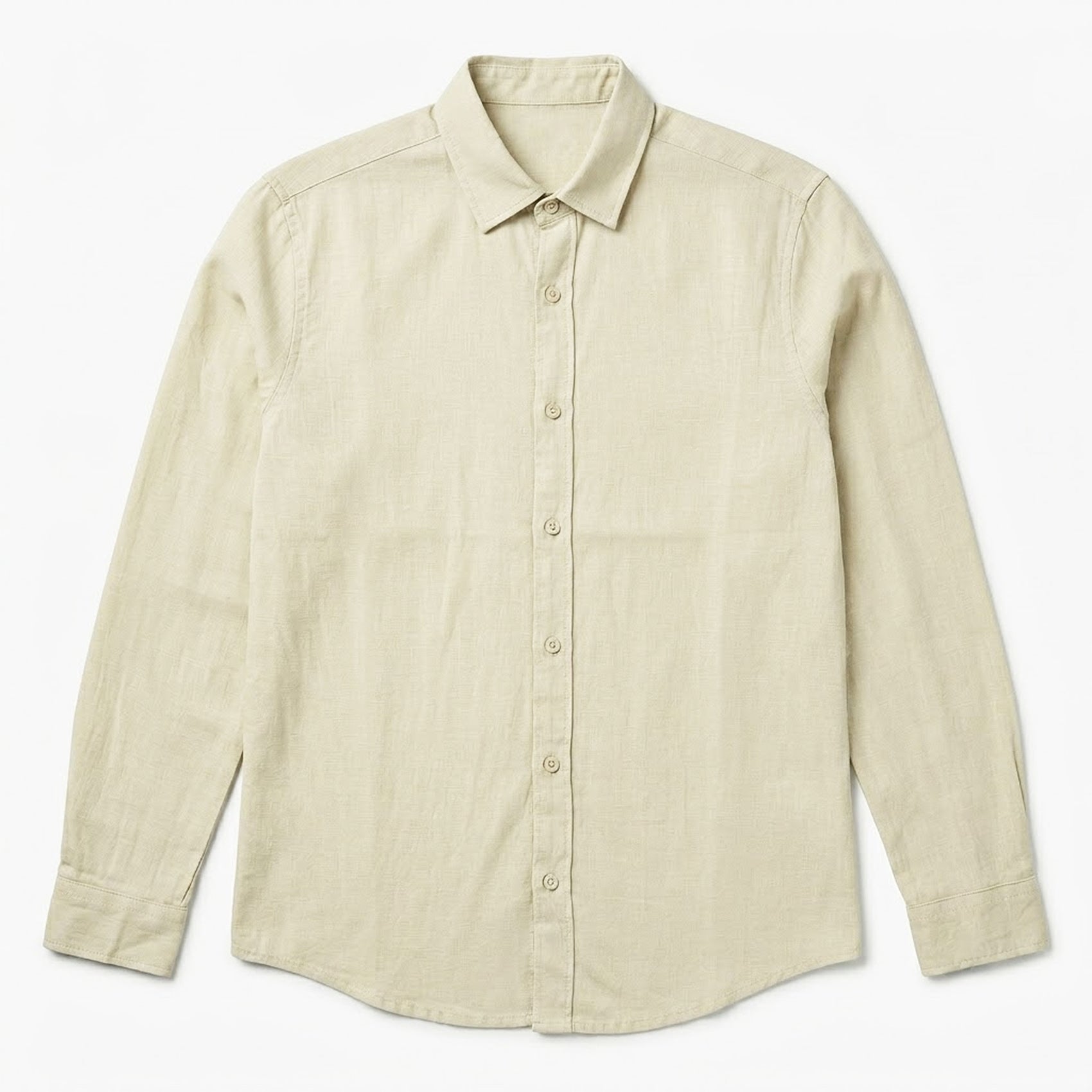 Camisa Lino Regular Fit Para Hombre Mod. Le2601 Beige Roosevelt®