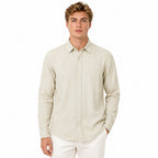 Camisa Lino Regular Fit Para Hombre Mod. Le2601 Beige Roosevelt®