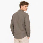 Camisa Lino Regular Fit Para Hombre Mod. Le2601 Gris Oscuro Roosevelt®