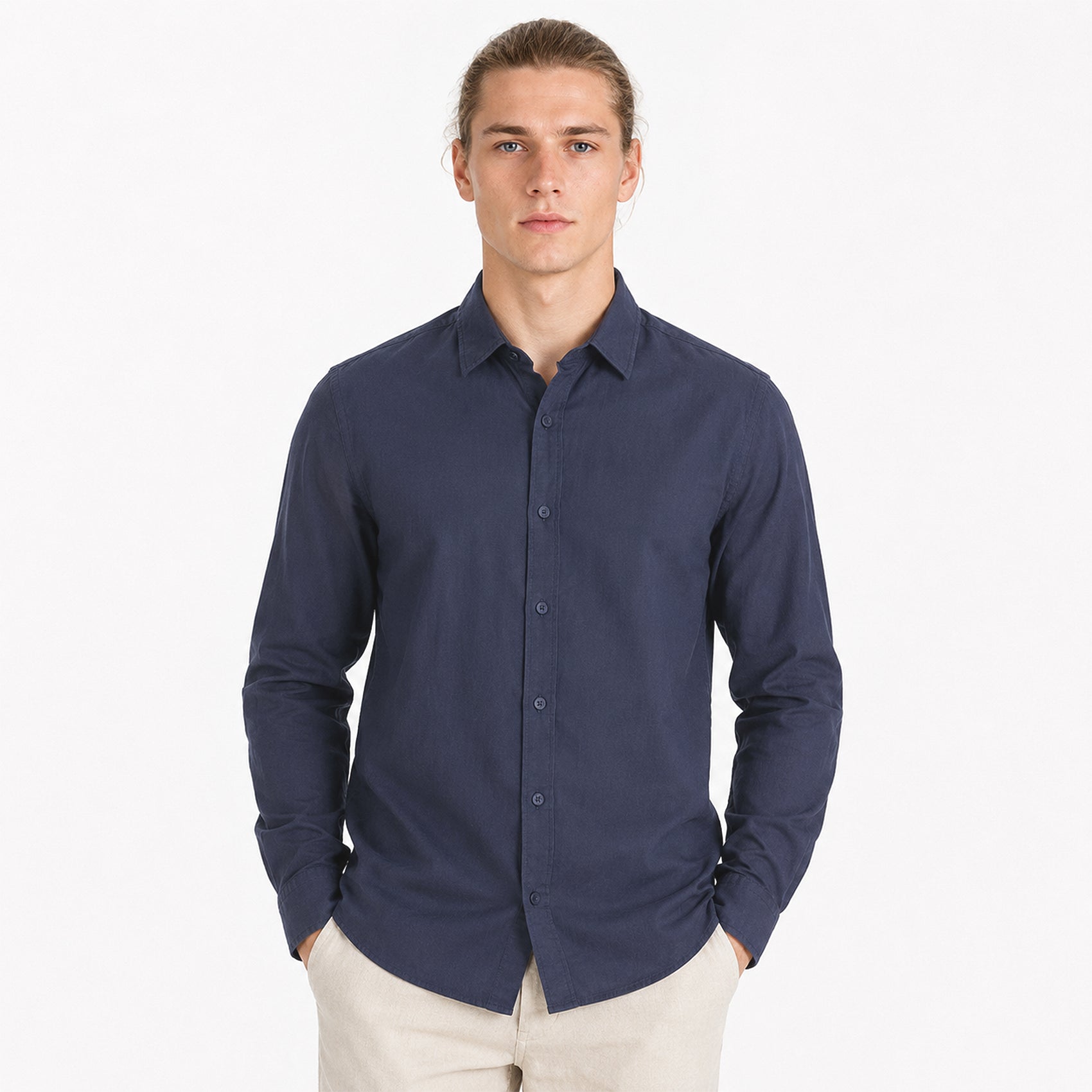 Camisa Lino Regular Fit Para Hombre Mod. Le2601 Marino Roosevelt®