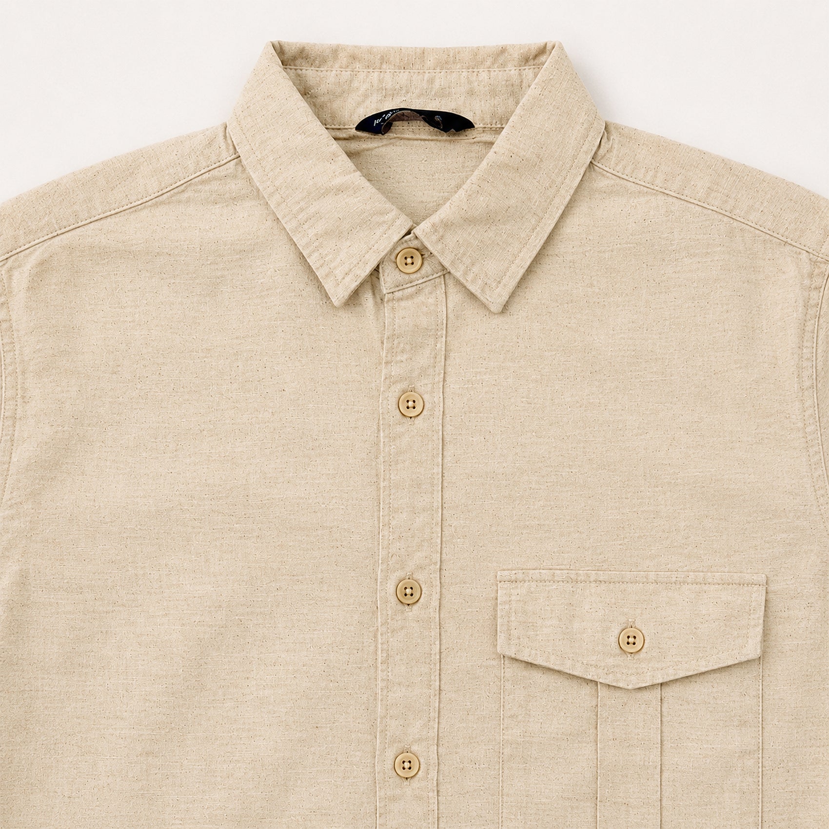 Camisa Lino Regular Fit Para Hombre Mod. Le2604 Beige Roosevelt®