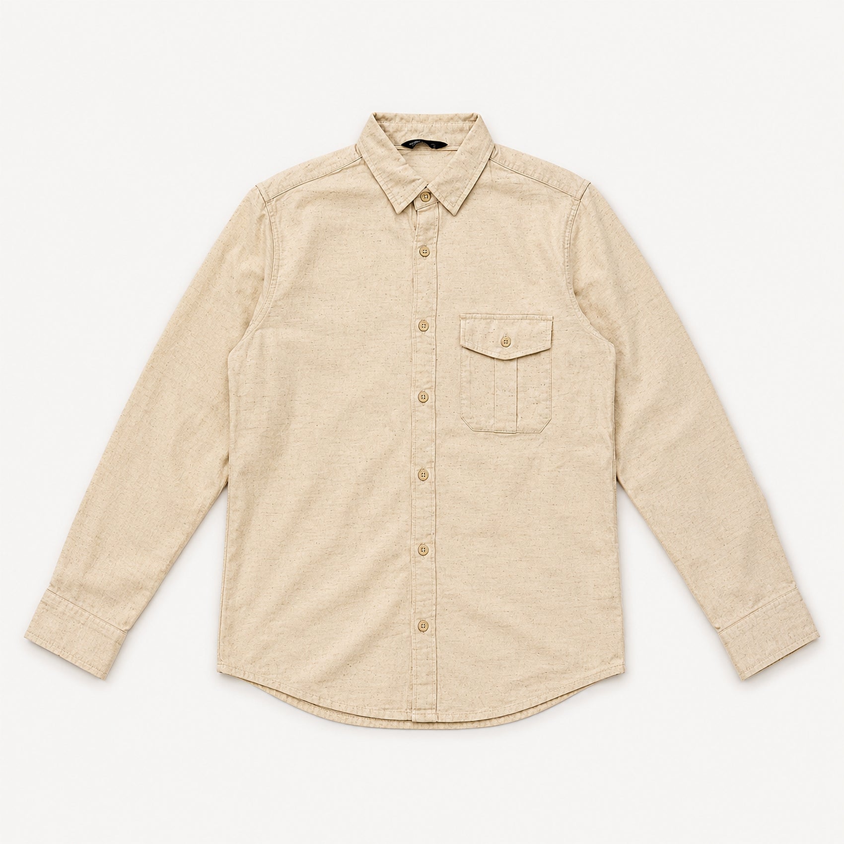 Camisa Lino Regular Fit Para Hombre Mod. Le2604 Beige Roosevelt®