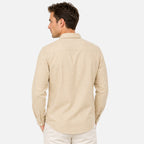 Camisa Lino Regular Fit Para Hombre Mod. Le2604 Beige Roosevelt®