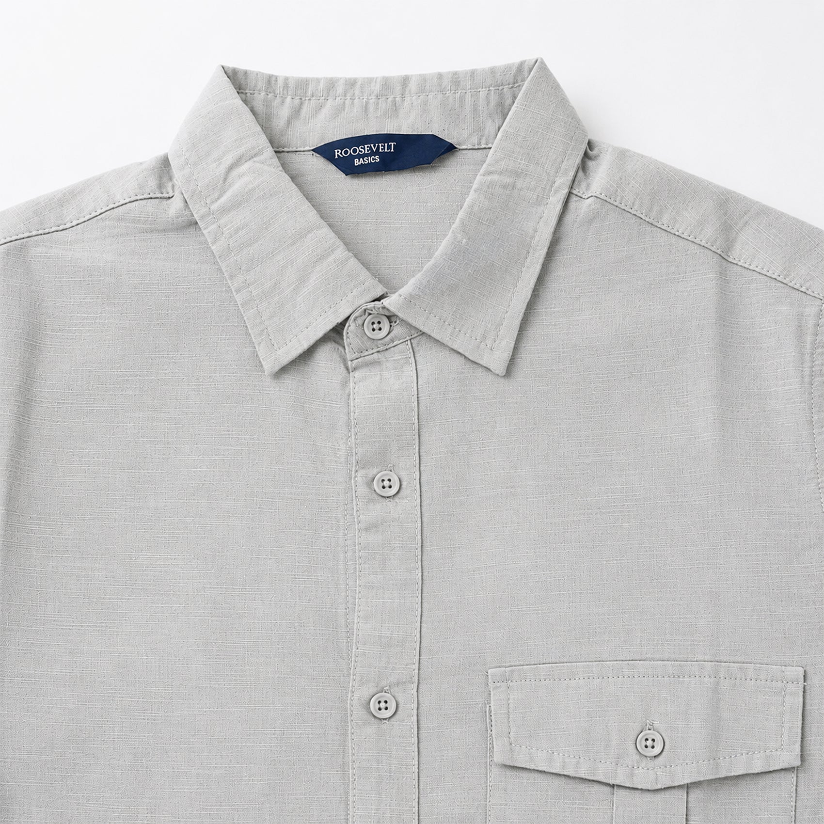 Camisa Lino Regular Fit Para Hombre Mod. Le2604 Gris Roosevelt®