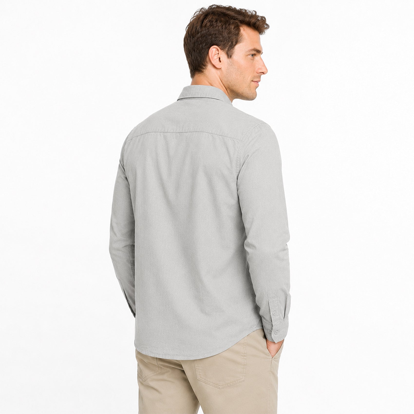 Camisa Lino Regular Fit Para Hombre Mod. Le2604 Gris Roosevelt®