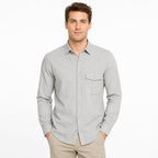Camisa Lino Regular Fit Para Hombre Mod. Le2604 Gris Roosevelt®