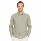 Camisa Lino Regular Fit Para Hombre Mod. Le2604 Olivo Roosevelt®