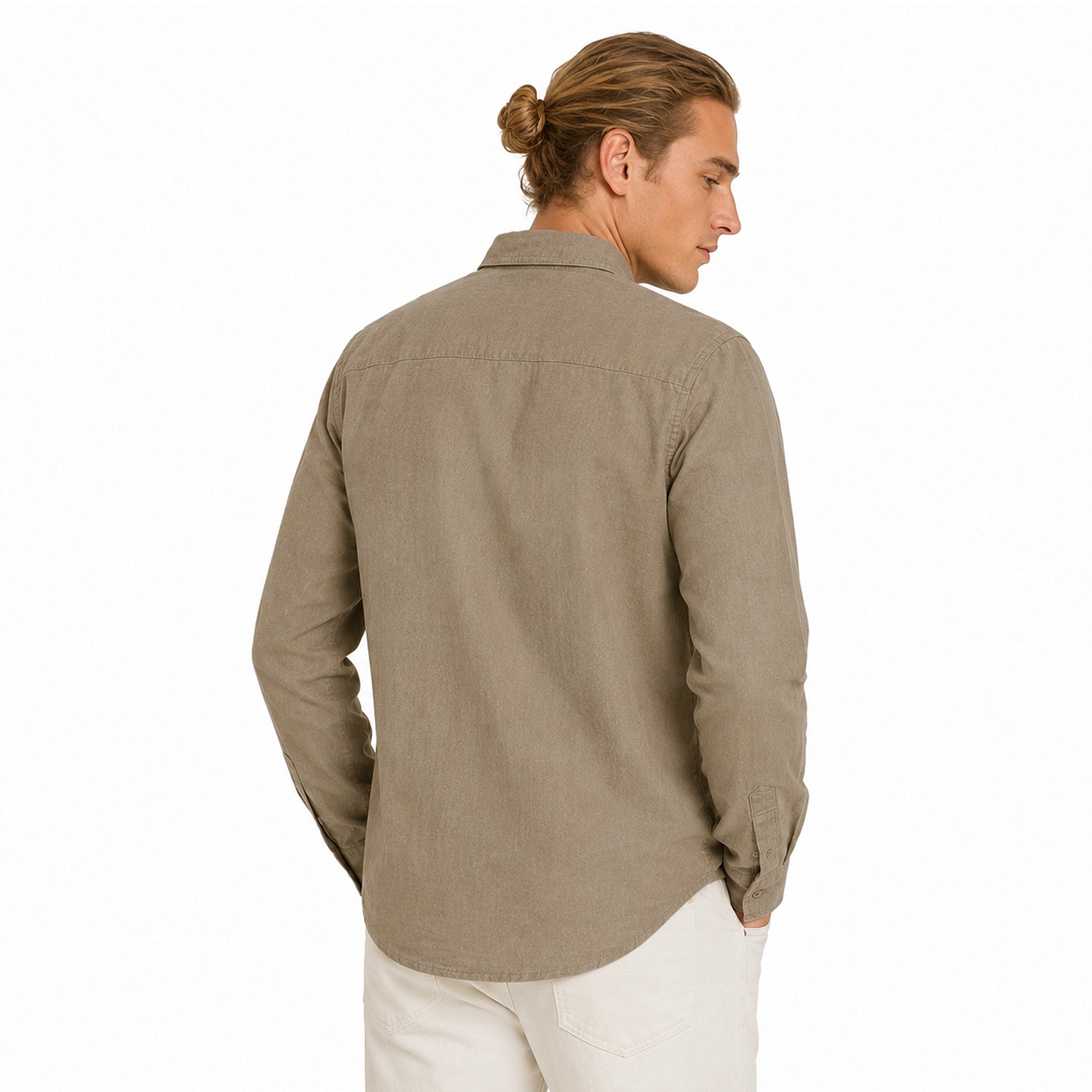 Camisa Lino Regular Fit Para Hombre Mod. Le2604 Terracota Roosevelt®