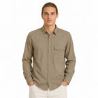 Camisa Lino Regular Fit Para Hombre Mod. Le2604 Terracota Roosevelt®