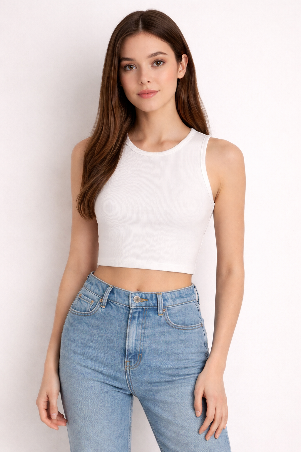 Top Canale Casual De Mujer  Mod.tw1320 The Workshop® Blanco Canalé M