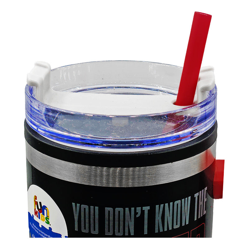 Termo Doble Pared Con Asa Y Popote 1.2 L Diseños Animados