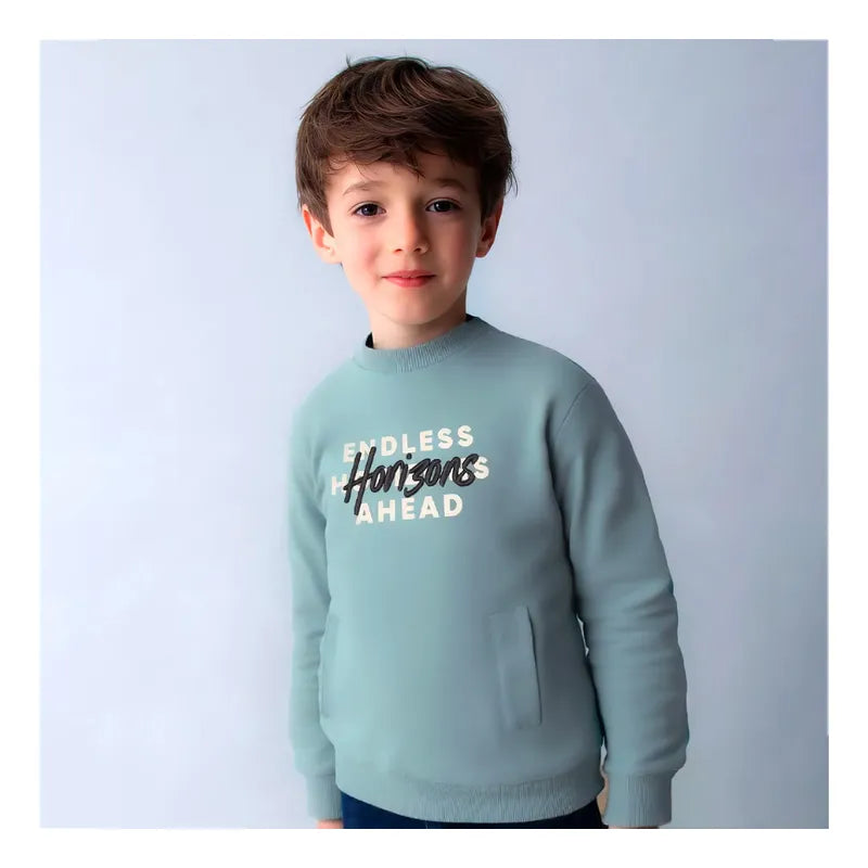 Sudadera Casual Con Bordado Para Niño M.4408 Marca Mayoral® 5 Años Glaciar Lisa