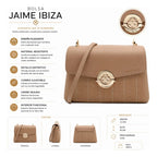 Bolso Crossbody Mod. 2432 Para Mujer Marca Jaime Ibiza® Taupe Lisa/rayas Oro Marrón Claro