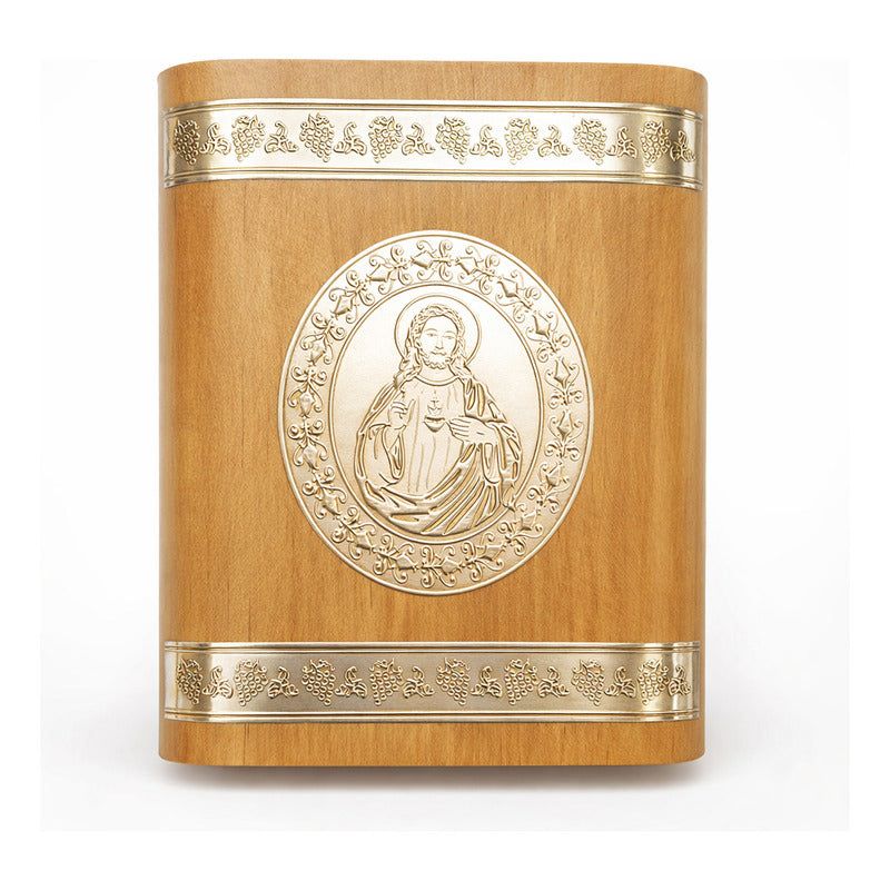 Set De Comunión Vela+biblia+caja De Madera Diseño Religioso