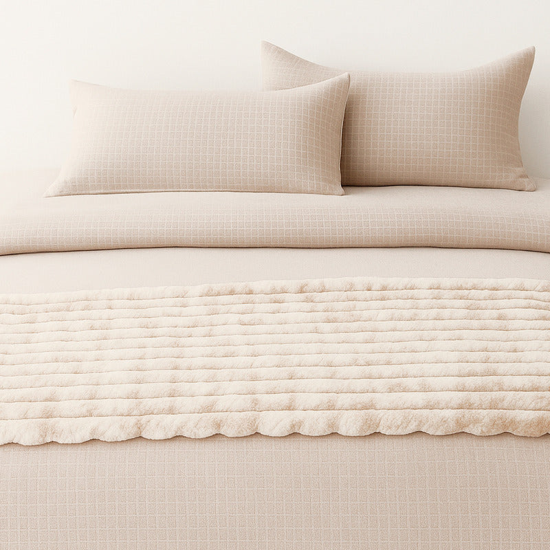 Frazada Gante Beige Suave Decoración 90x150cm Vianney® Liso Blanco