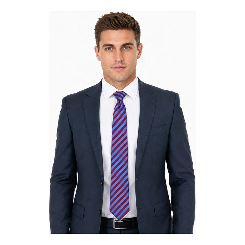 Corbata Elegante Para Hombre Eventos Y Negocios Marca Cotu® Azul Geométrico 154 Cm