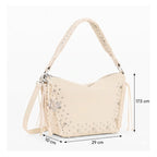 Bolso Mediano Con Tachuelas Y Flecos 26saxpar/1008 Desigual® Beige Lisa Níquel