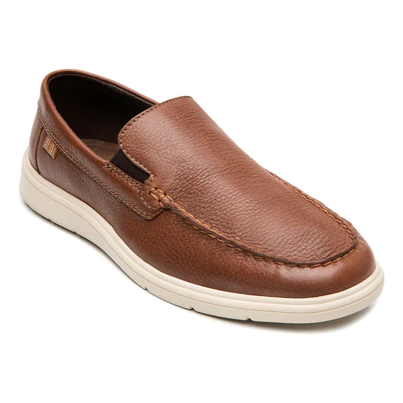 Mocasín Casual Para Hombre 100% Piel Mod.423805 Marca Flexi® Marrón Lisa 26,5 Mx