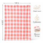 Cobertor Borrega Suave Matrimonial 180x220m Providencia® Cuadros 400 G Rosa Claro