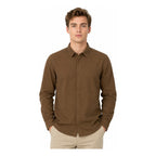 Camisa Lino Regular Fit Para Hombre Mod. Le2601 Roosevelt® Café Lisa G