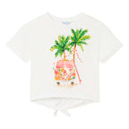 Playera Casual Para Niña Mod.6057 Marca Mayoral® Blanco Palmas 16 Estampa Localizada