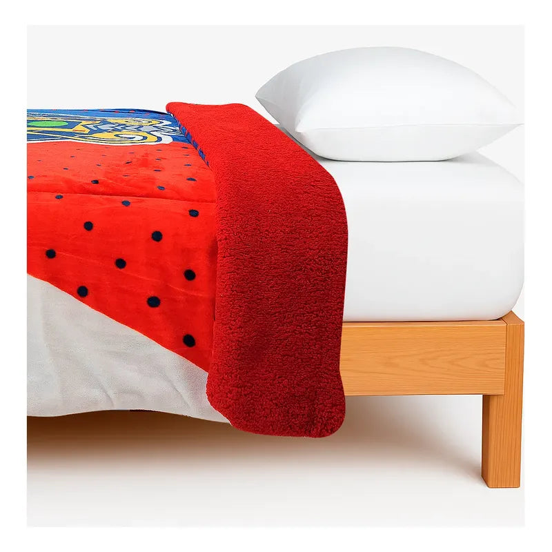 Cobertor Edredón De Borrega Matrimonial Providencia® Futbol Guadalajara  1 Kg Multicolor