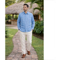 Guayabera Para Caballero Mod.mo012152 Marca Monsieur® Azul Cielo Ch