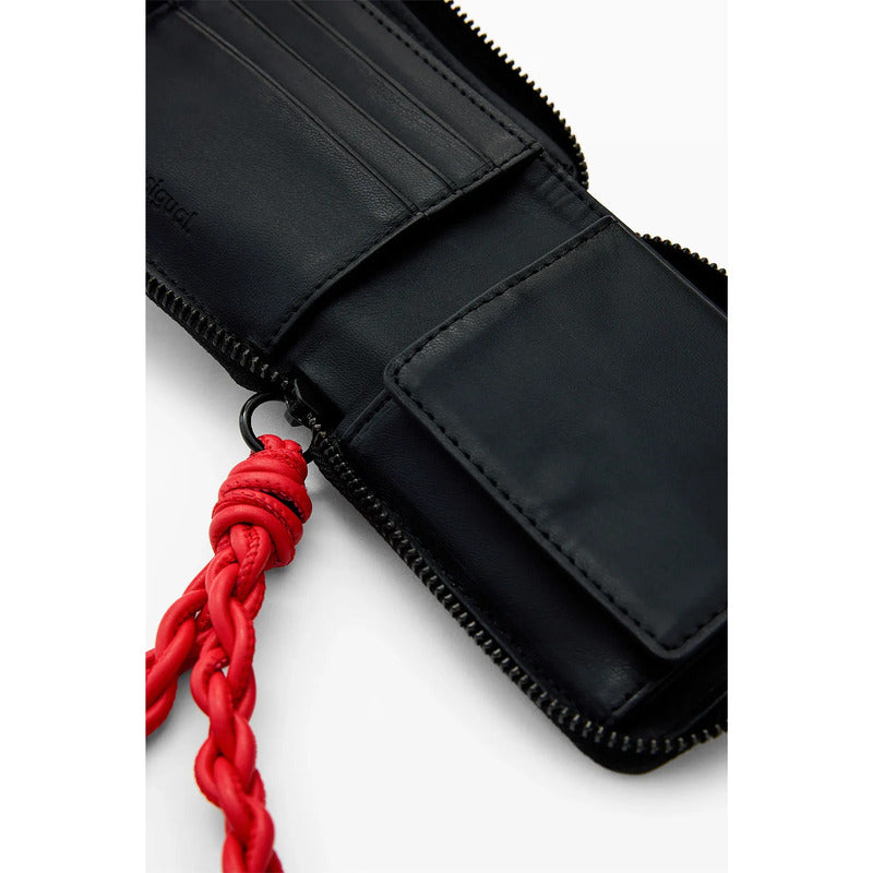 Cartera Con Textura Para Mujer 26sayp07/2000 Marca Desigual® Negro Floreado Texturizado