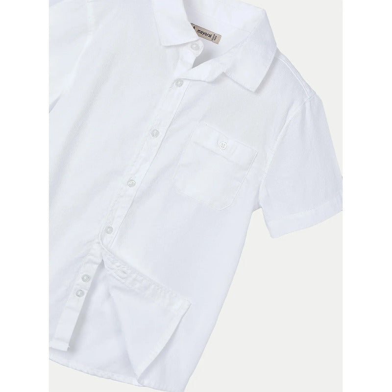 Camisa Casual Para Niño Mod.3112 Marca Mayoral® Blanco Lisa 9 Años