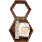 Set Para Bautizo Vela+concha+toalla+caja De Madera