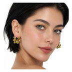 Aretes Para Mujer Diseño Mariposa Abstracta Dorado