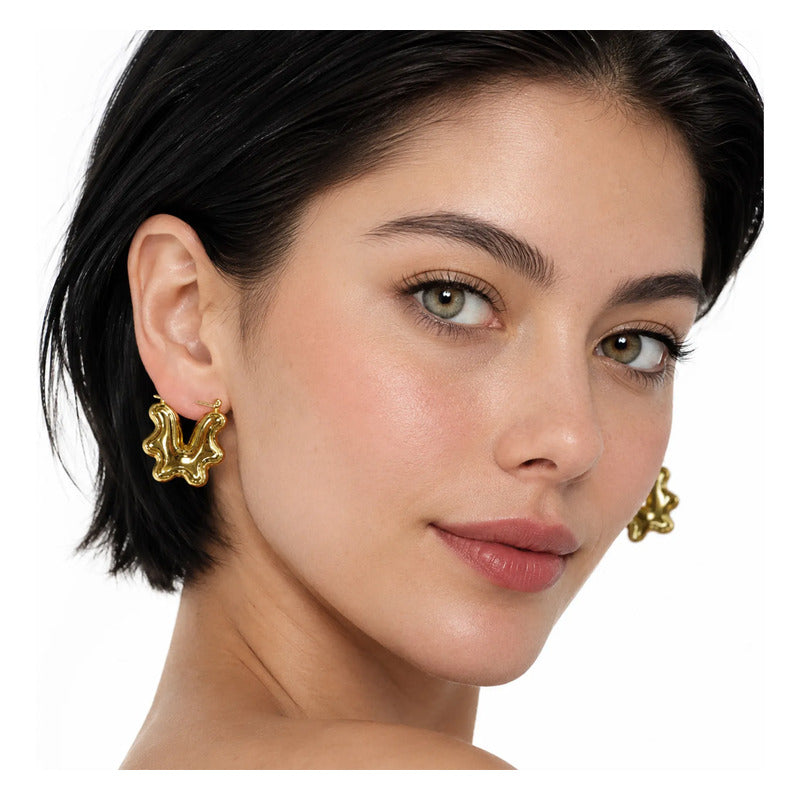 Aretes Para Mujer Diseño Mariposa Abstracta Dorado