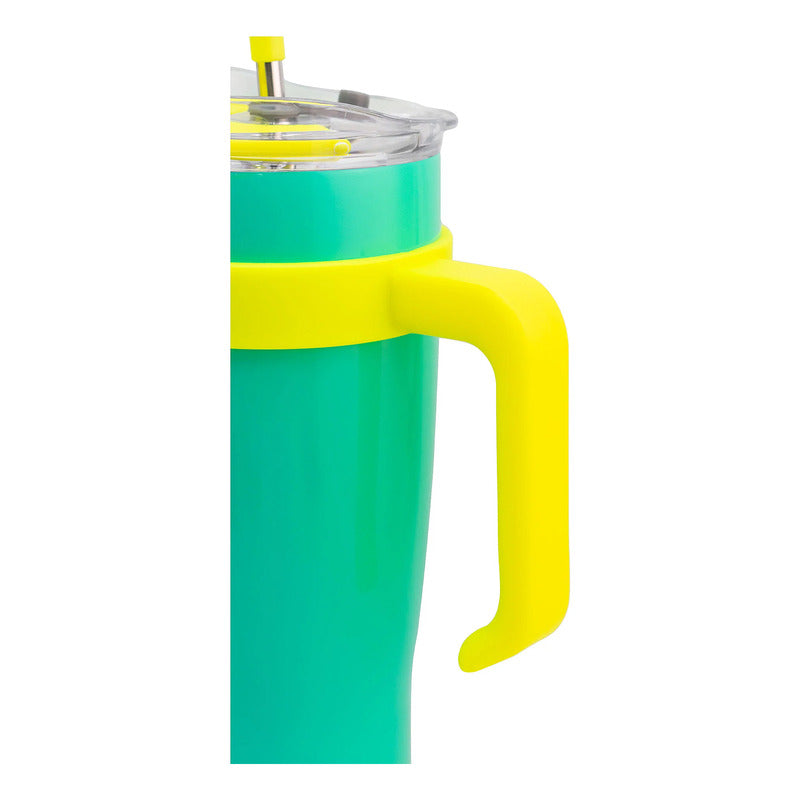 Termo Doble Pared Acero Inoxidable Con Asa/popote 1.2l Nuvó®