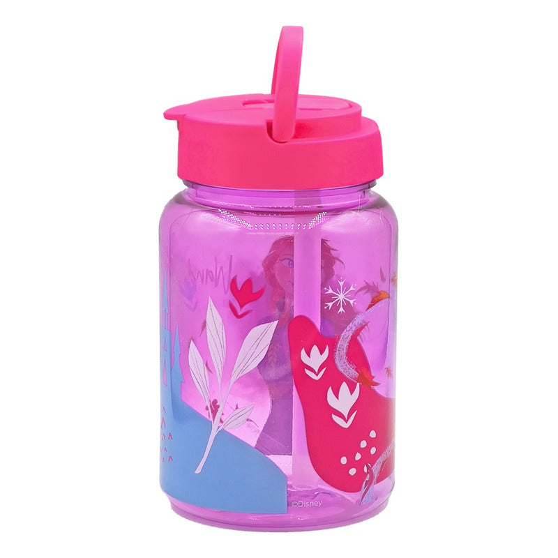 Botella De Plástico 500ml Con Popote Diseños Infantil Varios