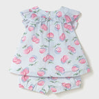 Conjunto De Niña Blusa+short Mod.1238 Marca Mayoral® Azul Frutos 4 Años