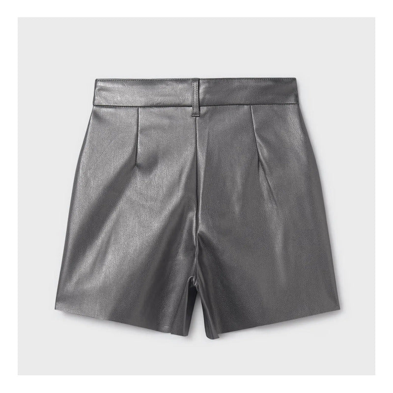 Short De Vinipiel Para Niña Mod.7213 Marca Mayoral® Plomo Lisa 18 Años
