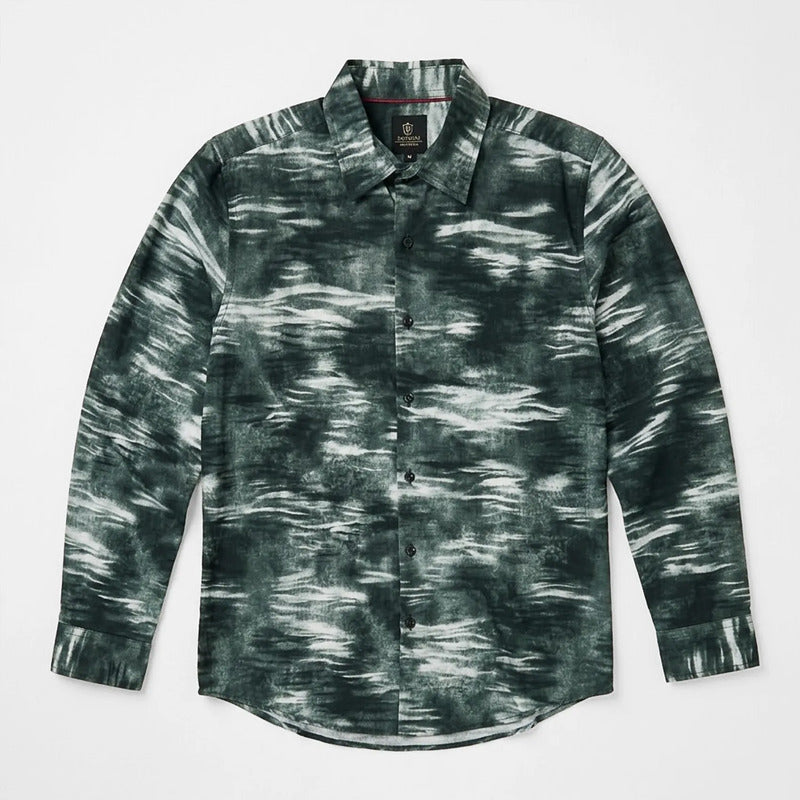 Camisa Casual Para Hombre Mod. B45514 Marca Bobois® Multicolor Camuflado G