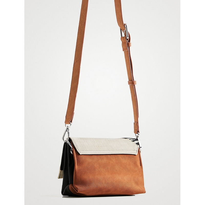 Bolso Bandolera Animal Patch Para Mujer Marca Desigual® Multicolor Lisa/ Animal Print Níquel Marrón Claro