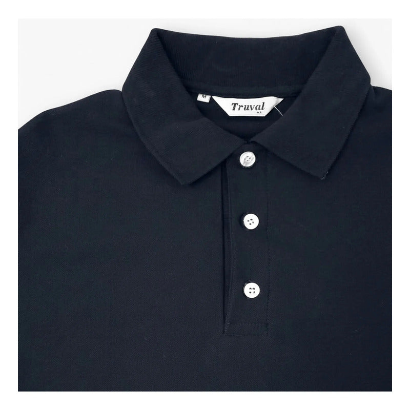 Playera Polo Para Hombre Mod.play01 Marca Truval® Azul Oscuro M Lisa