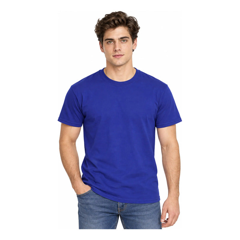 Playera Casual Básica Unisex Mod. 4148 Marca Skannda® Azul Lisa G