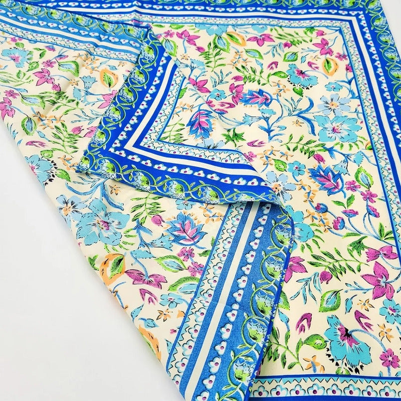 Mascada Ejecutiva De Satín Cuadrada Fina Para Mujer Multicolor Floral Nautico Unitalla