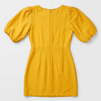 Vestido Para Mujer Mangas Cortas Abullonadas Mod.56734 Stop® Mostaza Lisa M