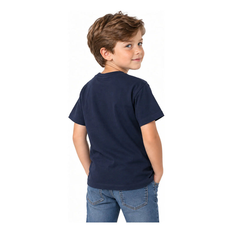 Playera Casual Para Niño Mod.3072 Marca Mayoral® Marino Football 8 Años Lisa
