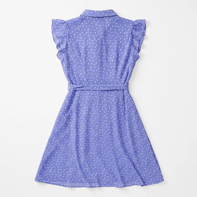 Vestido Ligero Para Mujer Mod.7130 Marca Jtaer® Morado Azulado Lunares 34