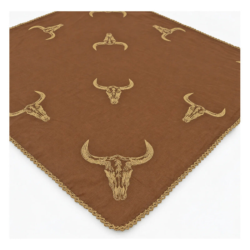 Pañuelo Multiusos Ligero Diseño Tradicional 55x55cm Marrón Toros Unitalla