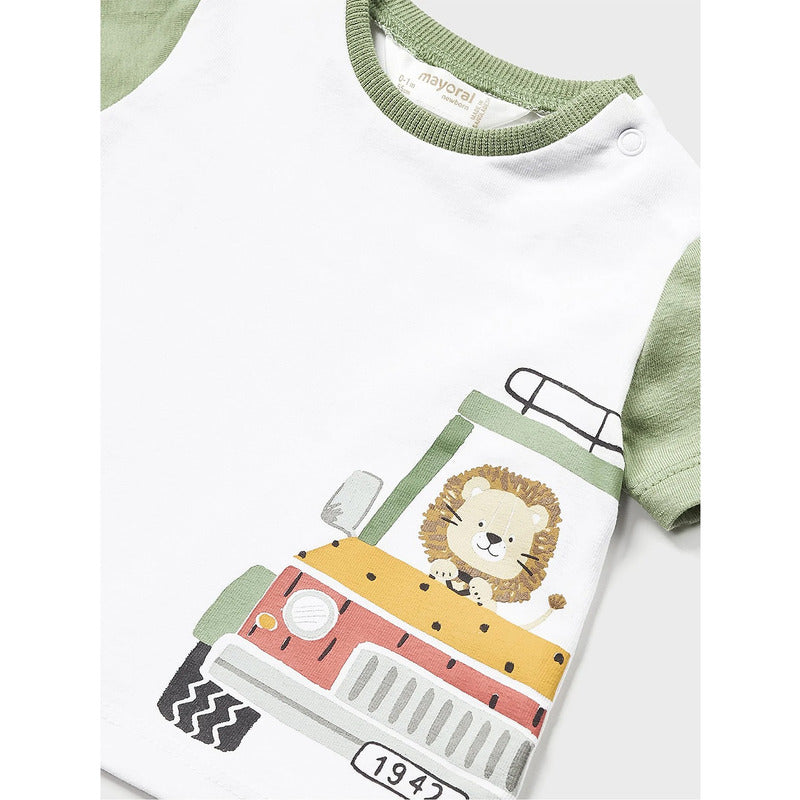 Playera Comoda Para Bebé Mod.1002 Marca Mayoral® Multicolor León 6-9 Meses Lisa
