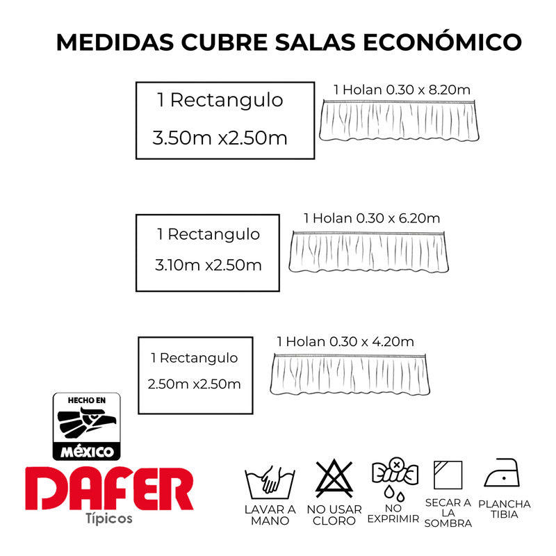 Cubresalas Económico Liso 3 Plazas Faldón Ajustable