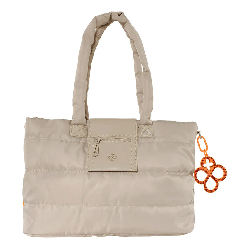 Bolso Tote Para Mujer Mod. Ji 2829 Marca Jaime Ibiza® Beige Lisa Níquel