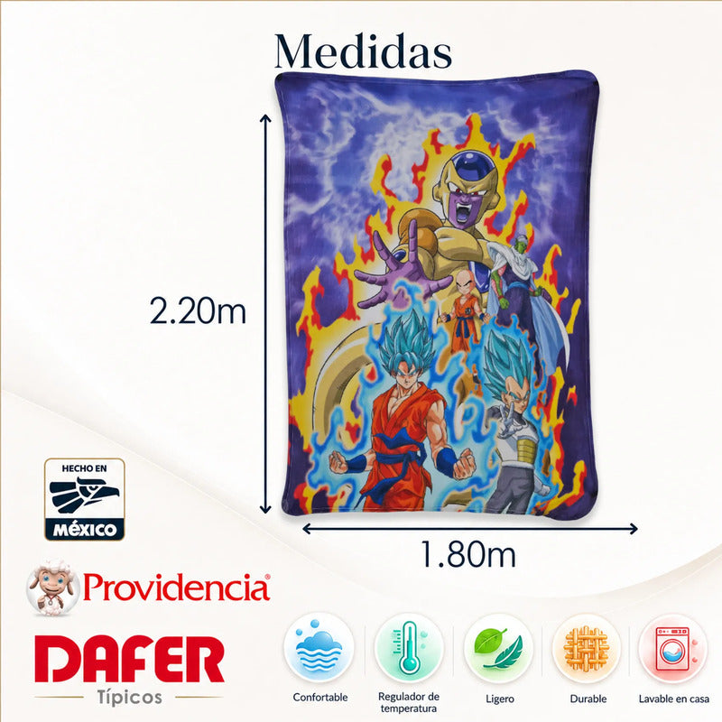 Cobertor Ligero Super Suave Matrimonial Diseños Providencia® Dragon Ball Z 850 G Multicolor